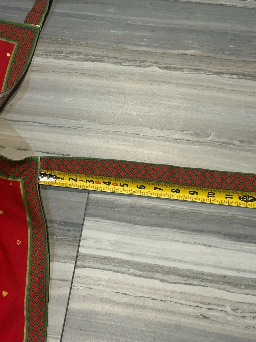 Red Holiday Apron with Gold Bells and Holly